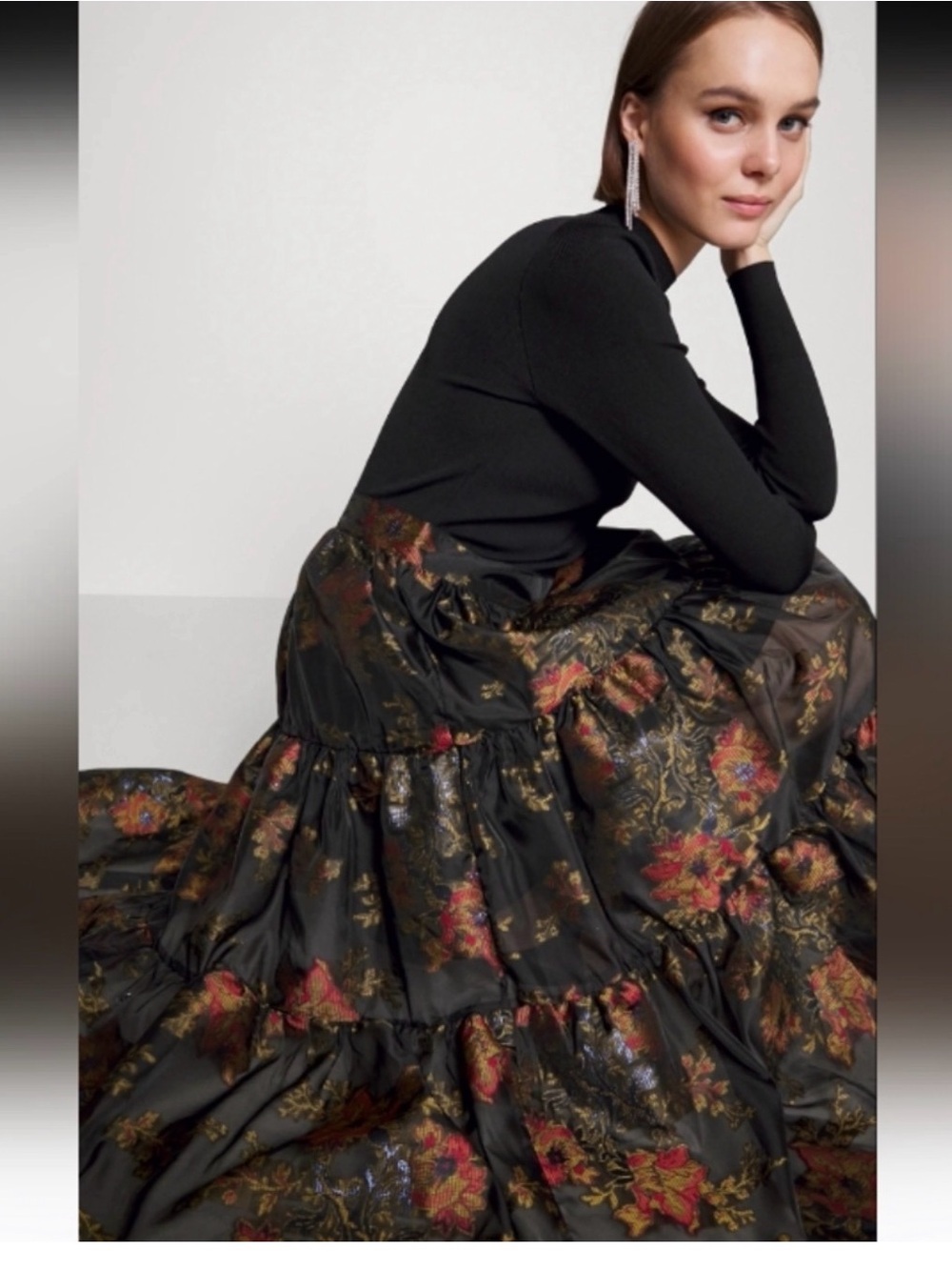 NWOT Ted Baker Audria Knit Bodice Tiered Midi Dress Size 0 - Picture 3 of 9